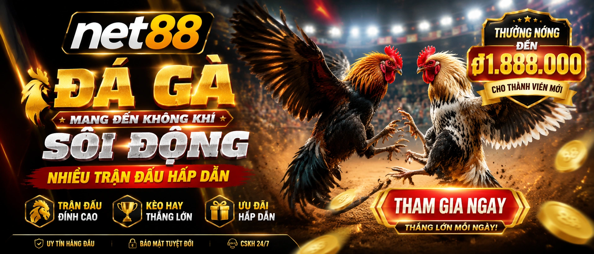 Luồng phòng Đá Gà net88 với danh sách nội dung nổi bật