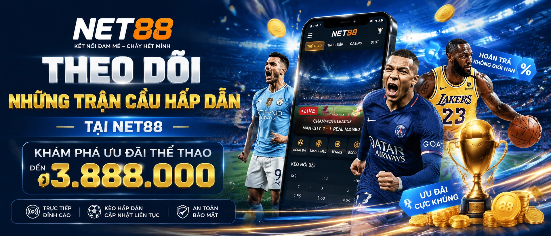 Giao diện thể thao NET88 trên thiết bị di động